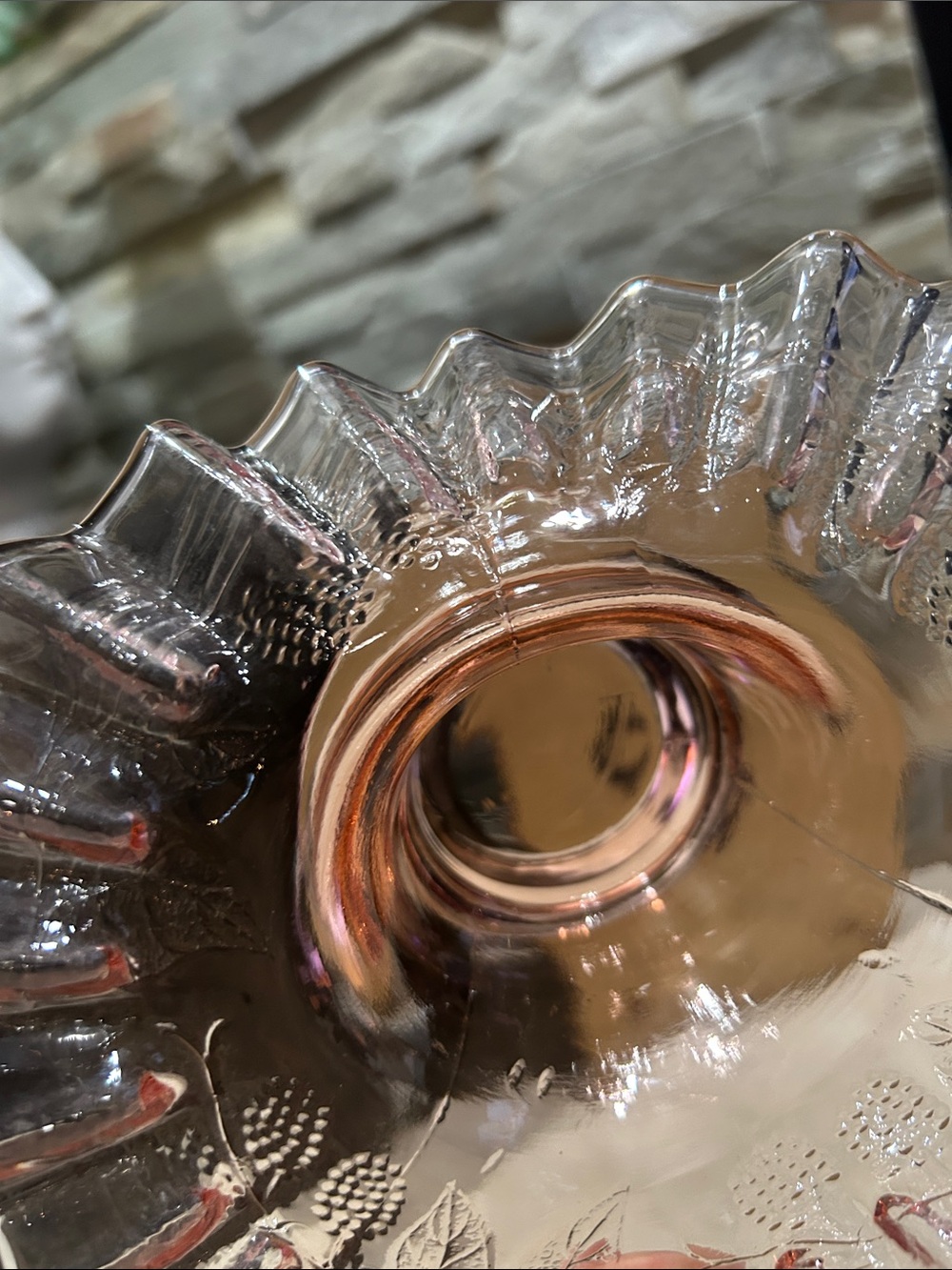 vintage FENTON clear pink ruffled glass candy dish - Picture 8 of 11